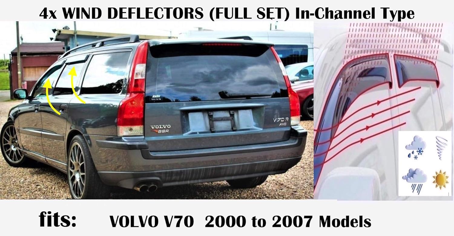 OEMM Set Of 4 Wind Deflectors INCHANNEL Type Compatible with VOLVO V70