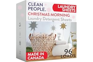 The Clean People Laundry Detergent Sheets - Laundry Soap - Ultra Concentrated, Recyclable Packaging, Stain Fighting - Christmas Morning (96 Count)