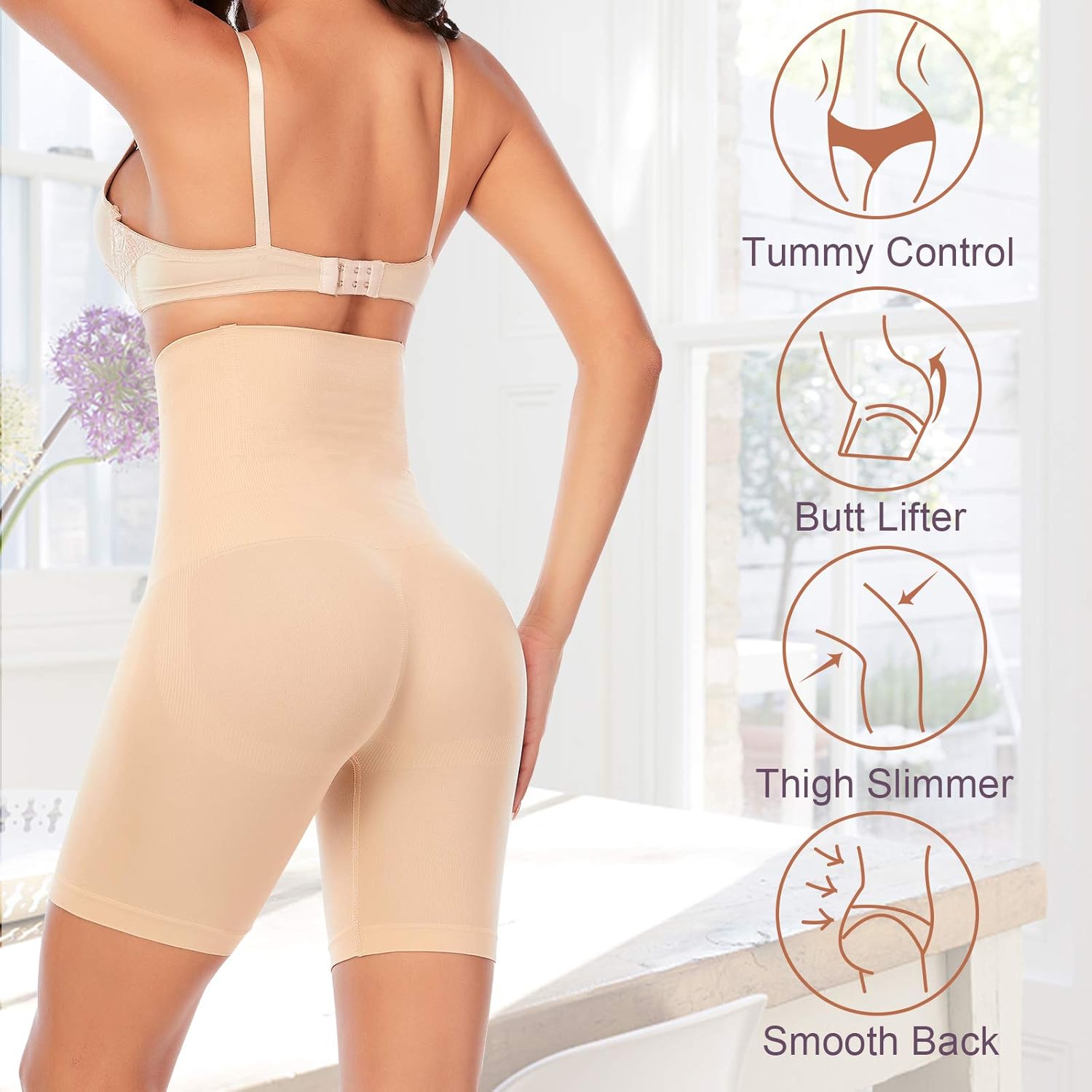 Shapewear Shorts for Women Tummy Control Body Shaper Panties Thigh Slimmer High Waisted Slip Shorts Under Dresses at  Women’s Clothing store