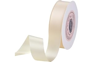 VATIN 1 inch Double Faced Polyester Satin Ribbon Cream -Continuous 25 Yard Spool, Perfect for Wedding, Wreath, Baby Shower,Packing and Other Projects.