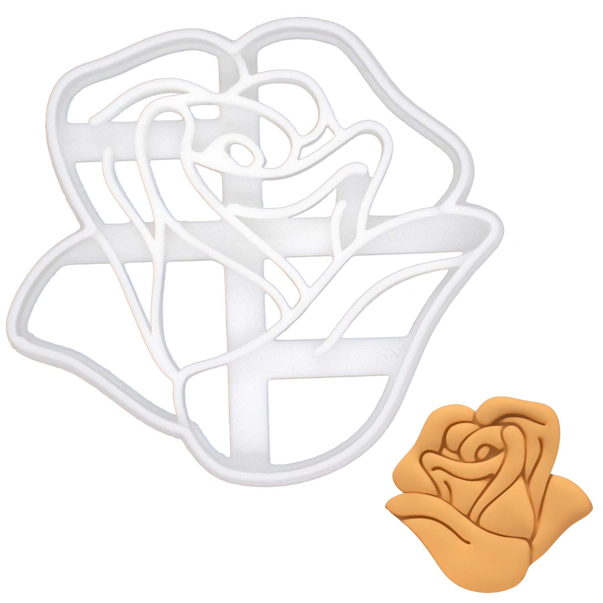 BAKERLOGY Rose Cookie Cutter - Detailed Biscuit Cutter Design for Baking and Crafts, Ideal on Fondant, Dough, Clay