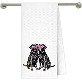gsgfdshf Trendy Pink Glasses Black Labrador Retriever Kitchen Towels 16x24 in, Black Lab Gifts, Valentine's Day Gifts for Her Him Dog Lovers Decorative Hand Tea Dish Towels for Bathroom Kitchen