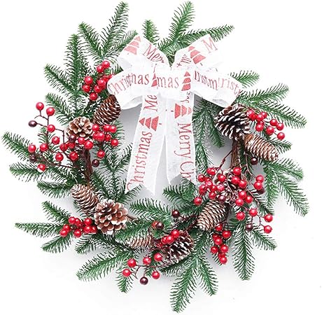 Esterno Finestra Decorazioni Natalizie.Ghirlanda Di Natale Pigna Rattn Corona Con Berry Ghirlanda Di Prua Per Interni All Esterno Porta Anteriore Finestra Home Decorazione Alberi Da Appendere Decorazioni Di Natale Amazon It Casa E Cucina
