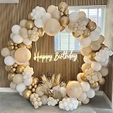 Netnology White Gold Balloons Arch Kit 185pcs Nude White Gold Decor