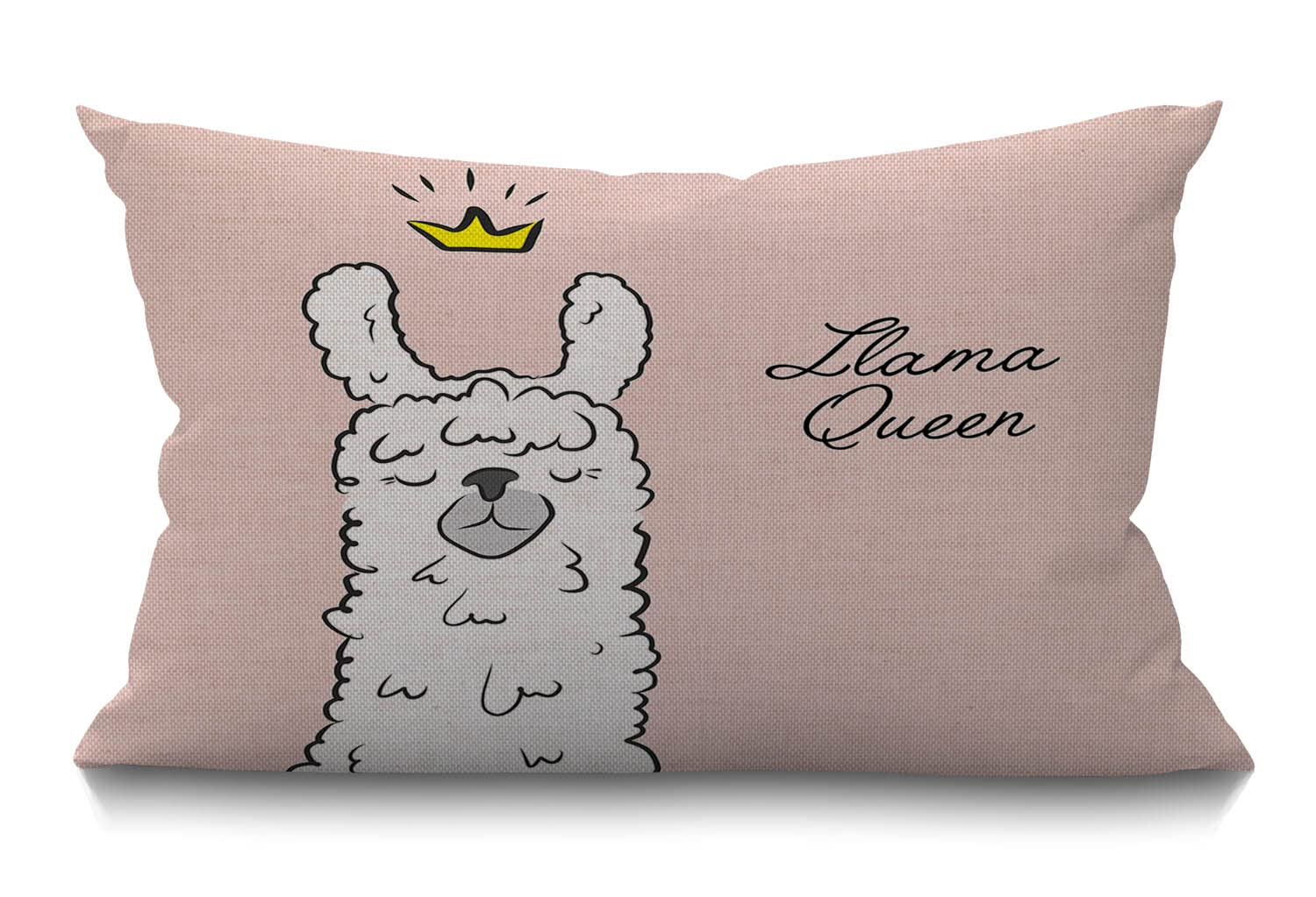 BGBDEIA llama queen Lumbar Cushion Cover 30 x 50 cm 12x20 Inch Decorative Bedroom Living Room Alpaca Wearing Crown Funny Cute Animal Cartoon Rectanglar Throw Pillow Cover for Bed Sofa Couch