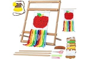 PARROVEL Weaving Loom For Beginners Adults/Kids And 1 Set Of Weaving Works Complete Yarn Kit With Detailed Friendly Instructions, Parents And Children In The Holiday Experience Weaving Brings Fun_Apple Bag