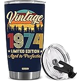 BSQUIELE 50th Birthday Gifts for Women, Men - 50th Birthday Decorations - 1974 Vintage Tumbler, 50 Years Old Birthday Gifts For Women Men Unique - Funny Happy 50th Turning 50 Cup Ideas - Tumbler 20 oz