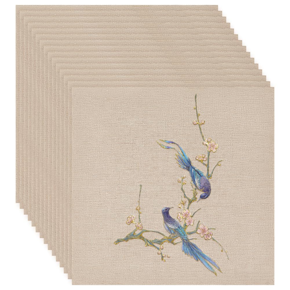 BENECREAT 20 Sheets Beige Square Linen Embroidery Fabric, 25x25cm Stitch Embroidery Cloth Needlework Fabric for Garments Crafts Accessories