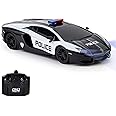 CMJ RC Cars Lamborghini Aventador LP700-4 Police Car Officially Licensed Remote Control Car 1:24 Scale Working Lights 2.4Ghz