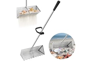 SAN LIKE Sand Scoop for Metal Detecting Stainless Steel Sand Sifter Shovel 52.4in Long Handle Sand Scoop with Shovel for Meta