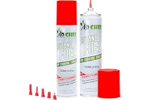 Jo Chef Butane Fuel Refill, 150 ml 5.07 oz, Lighter Butane Fuel Canister, Butane Gas Refill for Kitchen Torch, Lighter, Brûlée Kitchen Blow Torch (2 Cans)