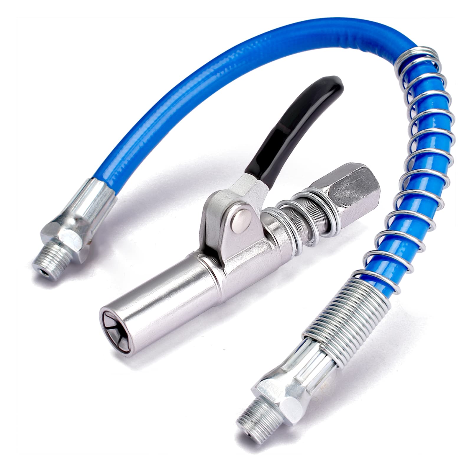 dafuhao Grease Gun Coupler, Quick Release Grease Coupler, Lock-Type Single Handle Grease Gun Coupling with 30cm Connecting Hose, Compatible with All Standard Grease Guns