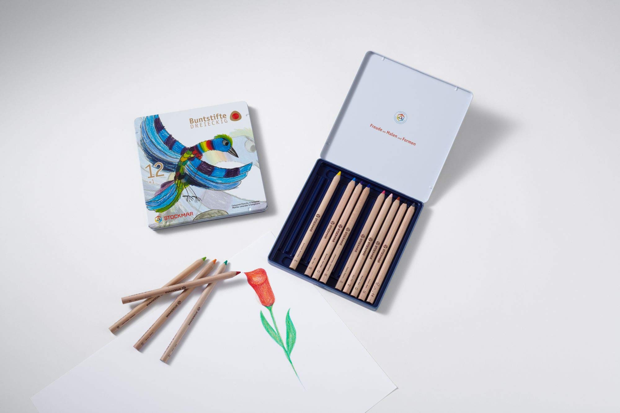 STOCKMAR 12 coloured triangular pencils + 1