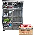 Formosa Covers Premium Clear Front Wire Shelf Cover Grey - Heavy-Duty Storage Solution Wire Rack Cover (36”Wx14”Dx54”H) - Waterproof PVC, Water/Dust Resistant Fabric, Multi Zipper (Cover Only)