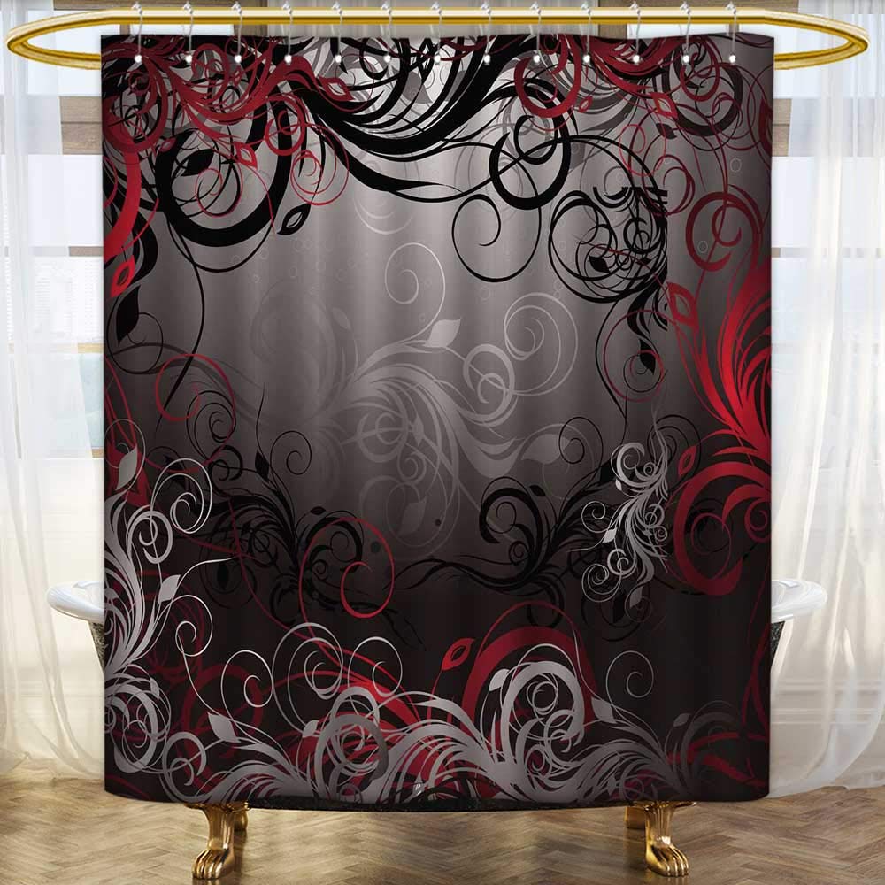 Amazon Com Shower Curtains 3d Digital Printing Soft Red And Black