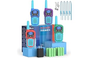 WOKTOK Walkie Talkies for Kids 4 Pack, Rechargeable Walkie Talky Long Range for Adults Handheld Two Way Radios Outdoor Toys for Boys Girls Camping, Hiking, Hunting,Cruise Ship