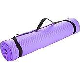 Mind Reader YOGAPVC-PUR All Purpose Extra Thick Yoga Fitness & Exercise Mats with Carrying Strap, High Density Anti-Tear