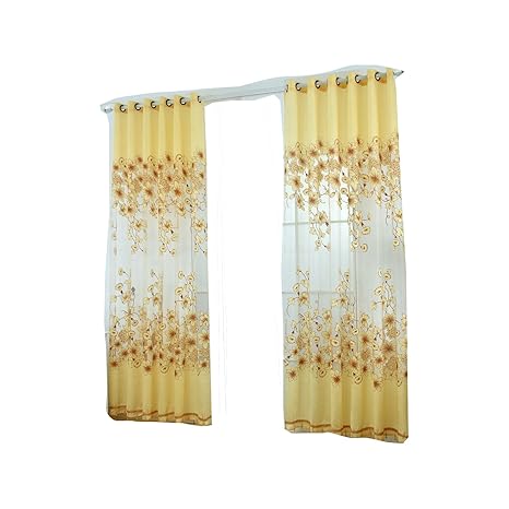 Buy Imported Floral Window Curtains Panel Net Drape Balcony Office