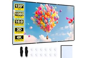 AHOLON Projector Screen - 120 inch Projector Screen 16:9 Washable Foldable Portable Projector Movies Screen for Home Theater Outdoor Indoor Projector Screens,Support Double Sided Projection.