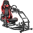 Steering Wheel Stand Racing Cockpit with Red Seat Unobstructed Design for Both Legs Fit for Logitech/Thrustmaster G29,G920,G923,G25&T300RS,T80,T150 Adjustable No Steering Wheel, Handbrake, Pedals
