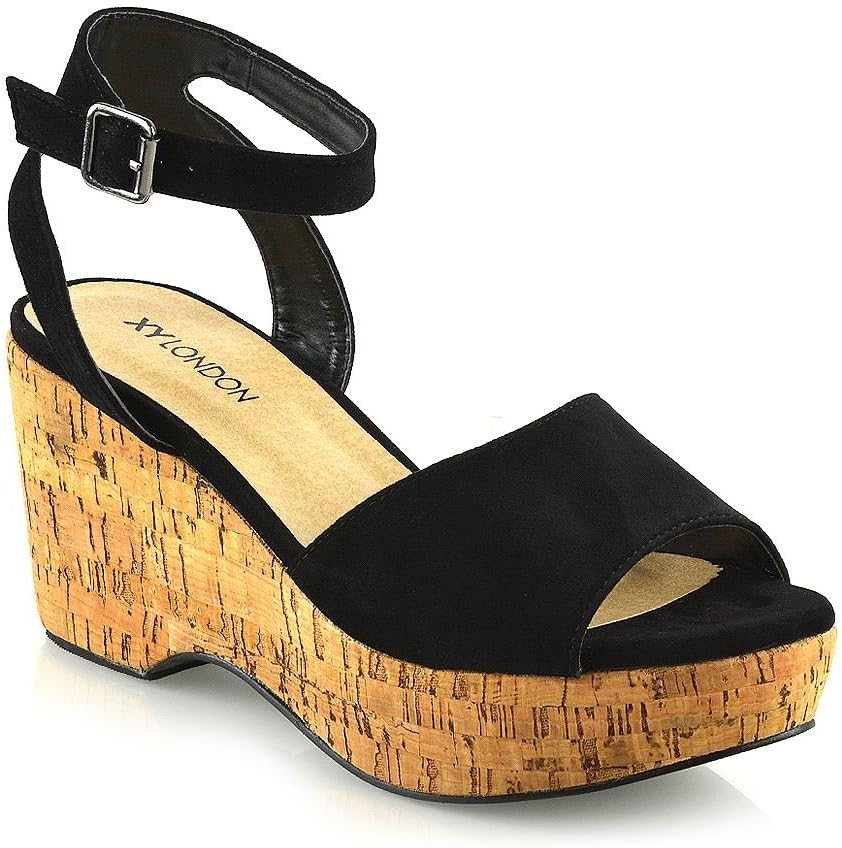 Womens Ankle Strap Platform Demi Wedge Heel Sandals Ladies Open Toe Shoes Size 3-8