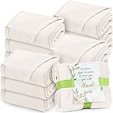 Buryeah 12 Pack Cream White Oeko-Tex Certified Bulk Wedding Blankets for Guests, 50 x 60 Inch Flannel Throw with Thank You Cards & Ribbon, Bulk Wedding Souvenir Gifts, Spa & Sleepover Party Favors