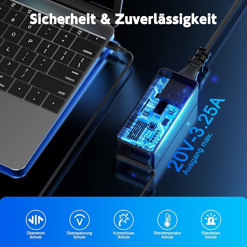 65W Laptop Ladekabel USB C Netzteil für Lenovo ThinkPad T14 T15 L13 L14 L15 E14 E15,X1 Carbon T470 T480 T490 T590 E580 E590 E595 Yoga 7i 9i C740 720 730 720-13ikb C930 C940 C340-11 Ladegerät Adapter