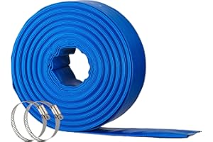 OasisTrim 2" x 100FT Pool Backwash Hose, Heavy-Duty Pool Hose, Lay Flat Discharge Hose, Durable Burst Resistant, Pool Filter Pump Water Drainage, Sump Pump Discharge, with 2 Clamps