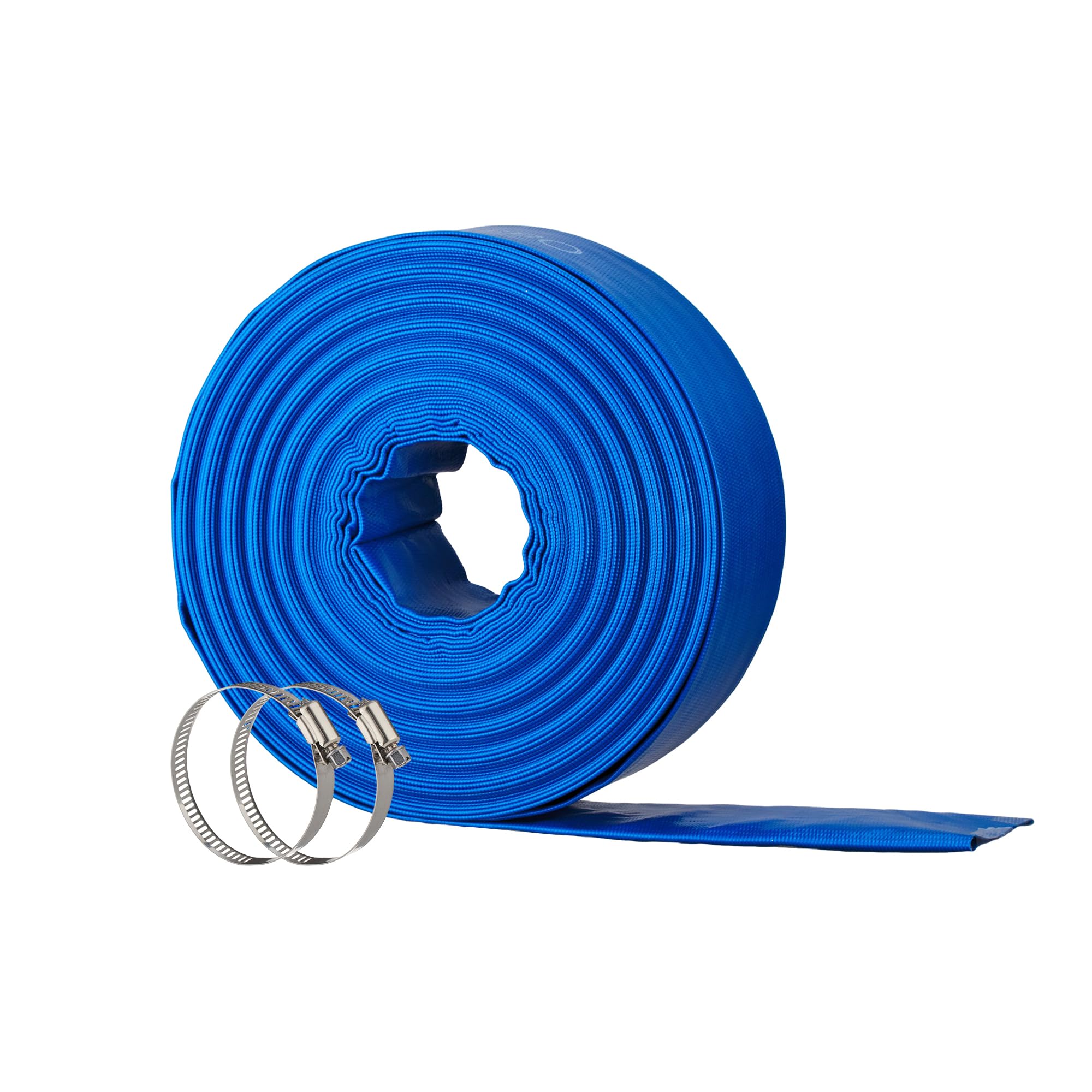 Photo 1 of OasisTrim 2" x 100FT Pool Backwash Hose, Heavy-Duty Pool Hose, Lay Flat Discharge Hose, Durable Burst Resistant, Pool Filter Pump Water Drainage, Sump Pump Discharge, with 2 Clamps