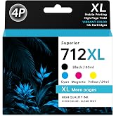 712XL 712 Ink Cartridge 4Pack High Yield Compatible with HP DesignJet T210 | Compatible for HP 712XL 712 Ink Cartridges Combo Pack Works with HP DesignJet T210 T230 T630 T650 Studio Printer
