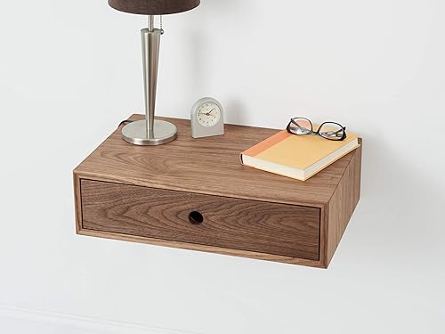 Amazon Com Floating Nightstand With Drawer In Solid Walnut Handmade