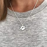 Shegirl Dog Cat Paw Necklace Lovely Animal Choker Necklace Silver Dainty Paw Print Pendant Necklace Minimalist Jewelry for Wo