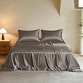 THXSILK Luxury King Silk Duvet Cover Set 3 Pieces, Extra Soft, Breathable &amp; Cooling Bedding Set, Machine Washable &amp; Durable, 1 Duvet Cover &amp; 2 Pillowcases with Zipper Closure(Charcoal)