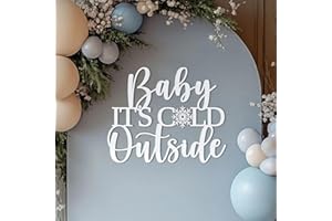 QPARTYFIRE Baby It's Cold Outside Sign for Backdrop,Wooden Baby Shower Sign for Winter Wall Decoration for Gender Reveal Birthday Christmas Party Decorations Supplies(17inch*11.7inch)