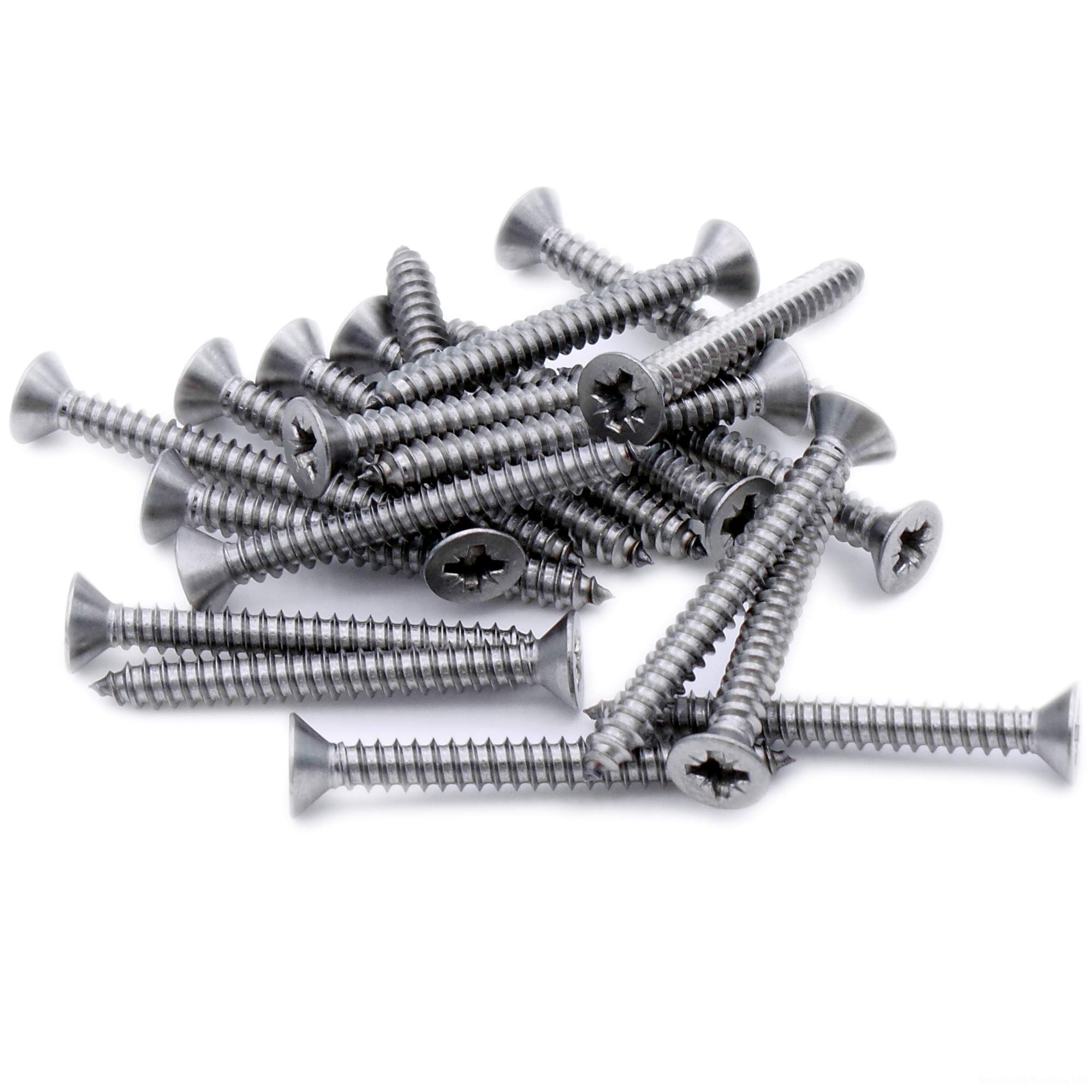 No.4 x 0.875 (2.9mm x 22mm) Pozi Countersunk Self-Tapping Screw - Stainless Steel (A2) (Pack of 20)