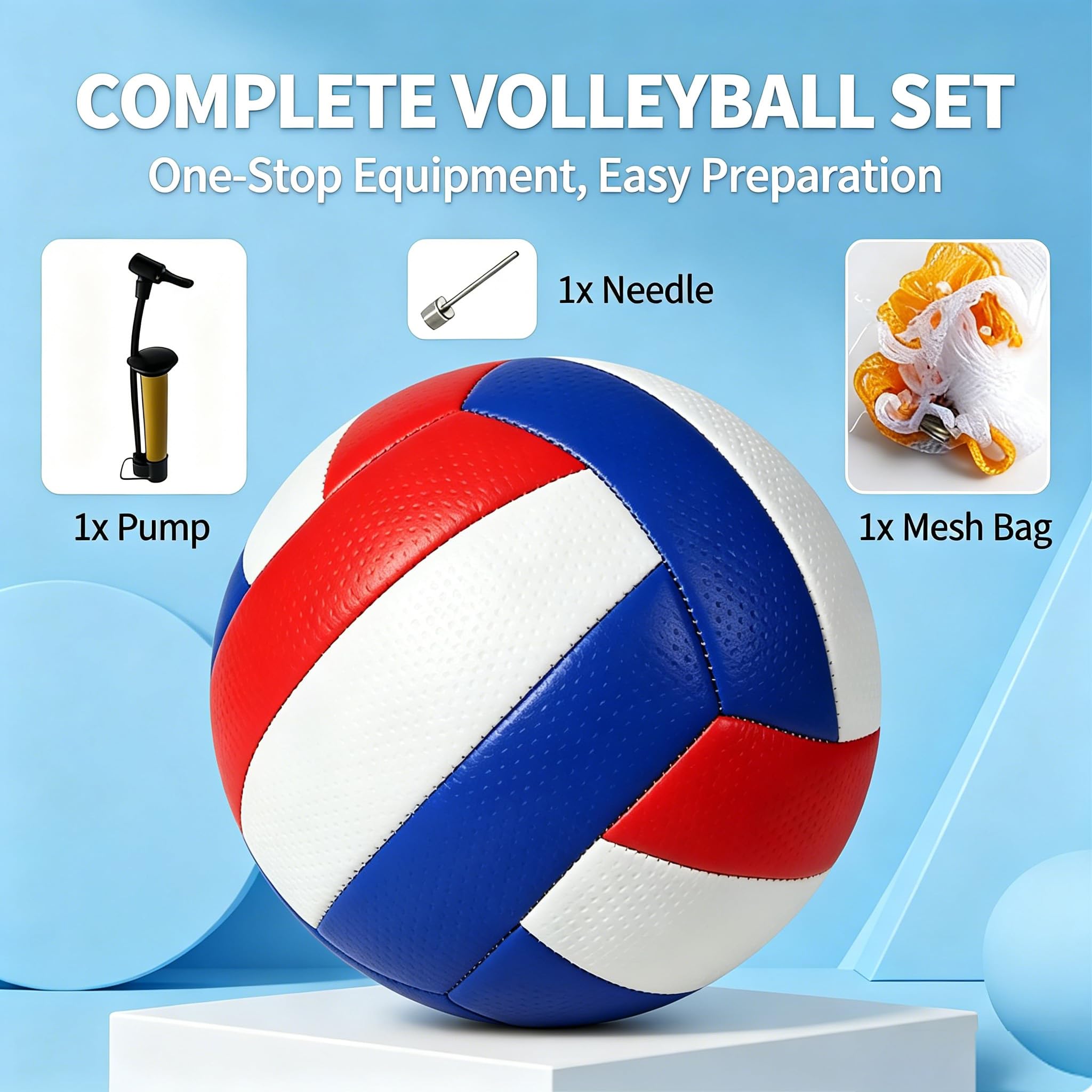 AUEJACKY Volleyball Beachvolleyball, Volleyball Geschenke, Weich, Wasserdicht Und Langlebig, Wird Mit Pumpe, Luftnadel Und Netzbeutel Geliefert. (H) 2