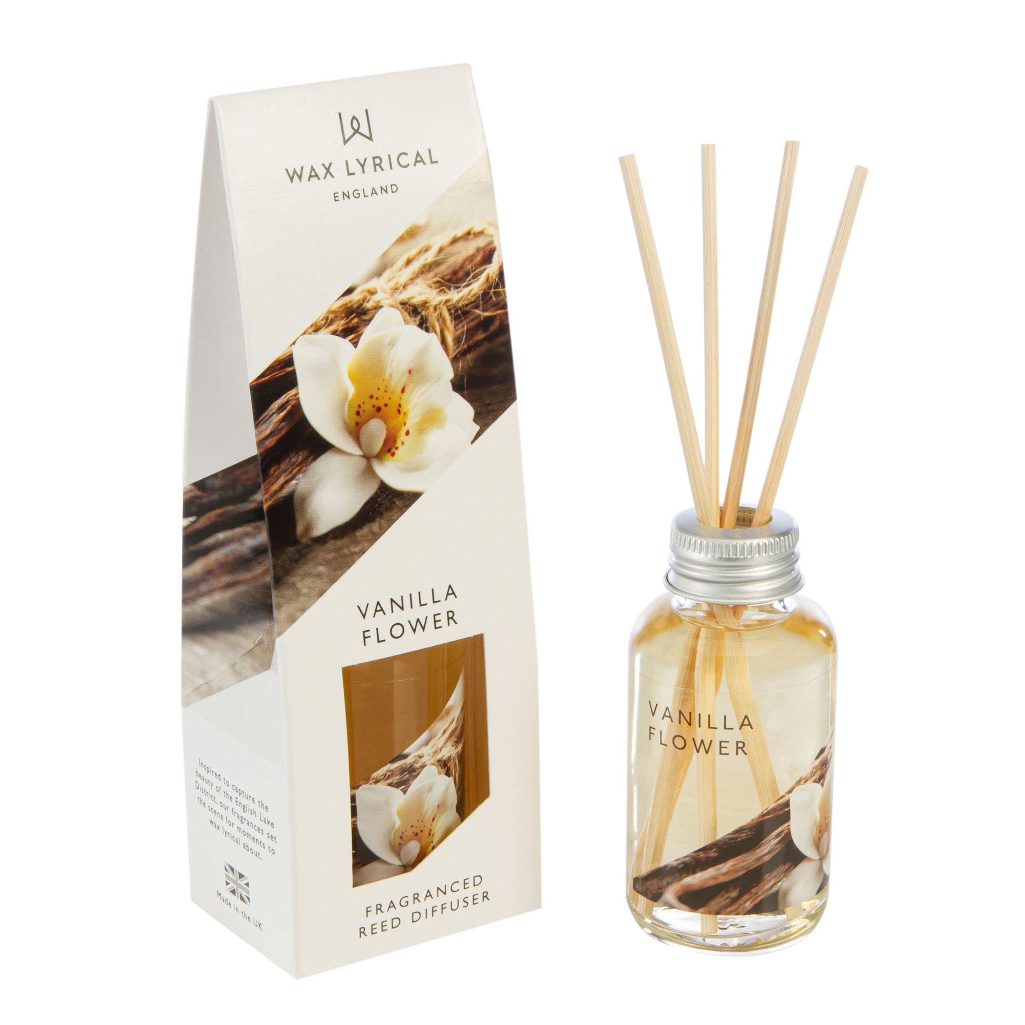 Wax Lyrical Vanilla Flower, 40ml Reed Diffuser, White