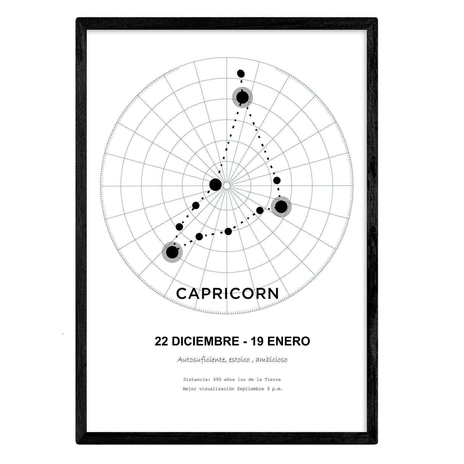 Nacnic Poster with the constellation Capricorn. Poster with zodiac symbol A3 in size and starry sky background