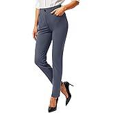 Rammus Womens Yoga Dress Pants with Pockets Stretch Work Leggings for Women Pull On Skinny Slacks for Business Office Casual