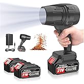 Electric Cordless Leaf Blower with 2 Battery and Charger, 550,000 RPM Lightweight Handheld Dust Blower, Adjustable Speed, High-Speed Motor Leaf Blowers for Lawn Care, Garage/Patio/Car Cleaning