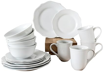 overandback 822041 Scallop White Dinnerware Set
