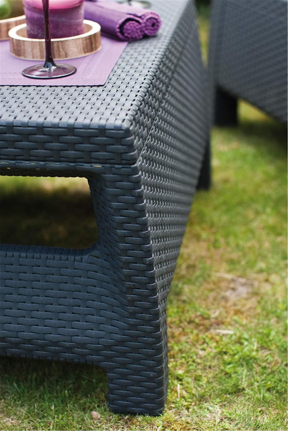 Keter Corfu Coffee Table Modern All Weather Outdoor Patio Garden Backyard Furniture, Charcoal : Coffee Tables : Garden & Outdoor