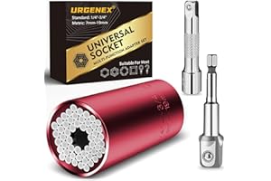 URGENEX Super Universal Socket Tools Gifts For Men Unscrew Any Bolt Tool Set Christmas Stocking Stuffers For Men Cool Gadgets for Dad, Husband, Boyfriend Professional 7-19mm Socket with Drill&Wrench Adapters