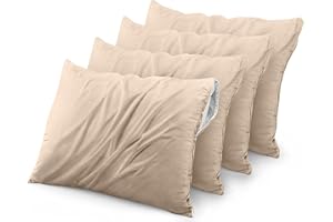 Utopia Bedding 4 Pack Waterproof Pillow Protectors with Zipper King Size (Beige), Bed Bug and Dust Mite Proof Pillow case Cov