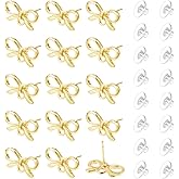 YBEATY 50 Pcs Bowknot Earring Findings Elegant Bow Tie Earring Stud Post Nuts DIY Dangle Jewelry Making Accessories Supplies with Hole Loop for Crafts Women
