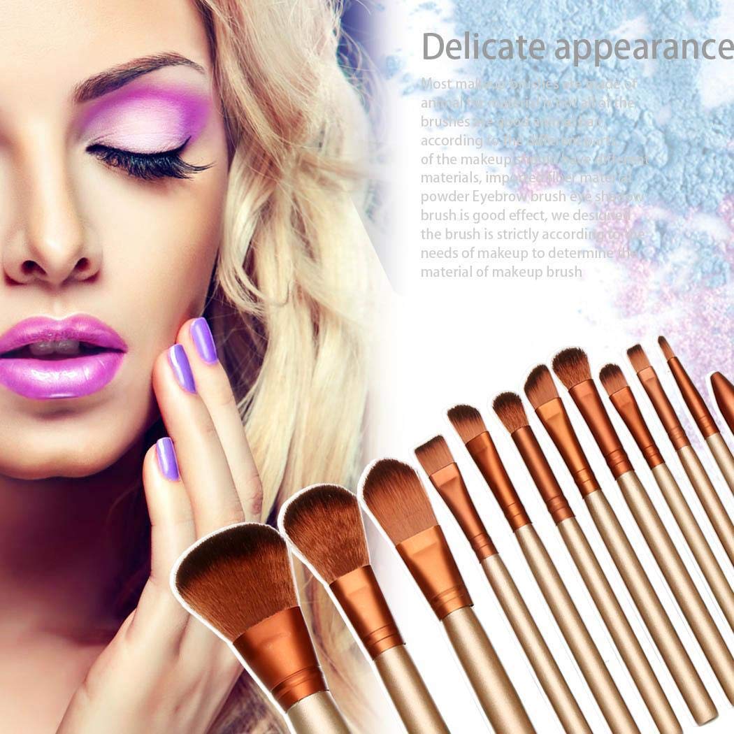 GuGio 12pcs Cosmetic Makeup Brush Set Kit Powder Foundation Eyeshadow Eyeliner Lip Brush Tool