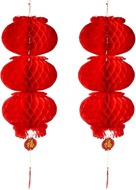 2 Piece Chinese Lanterns Red Hanging Chinese Decorations For