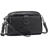 GAEKEAO Crossbody Bags for Women Small Genuine Leather Shoulder Purse Cross Body Bag with Wristlet Top Zipper