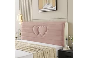 ABANO Velvet Bed Headboard Slipcover for Queen Full Twin Cal King Size Bed, Quilted Bed Headboard Cover with Storage Bag Thicken Headboard Dustproof Protector Cover-Pink||Bed Head 150cm