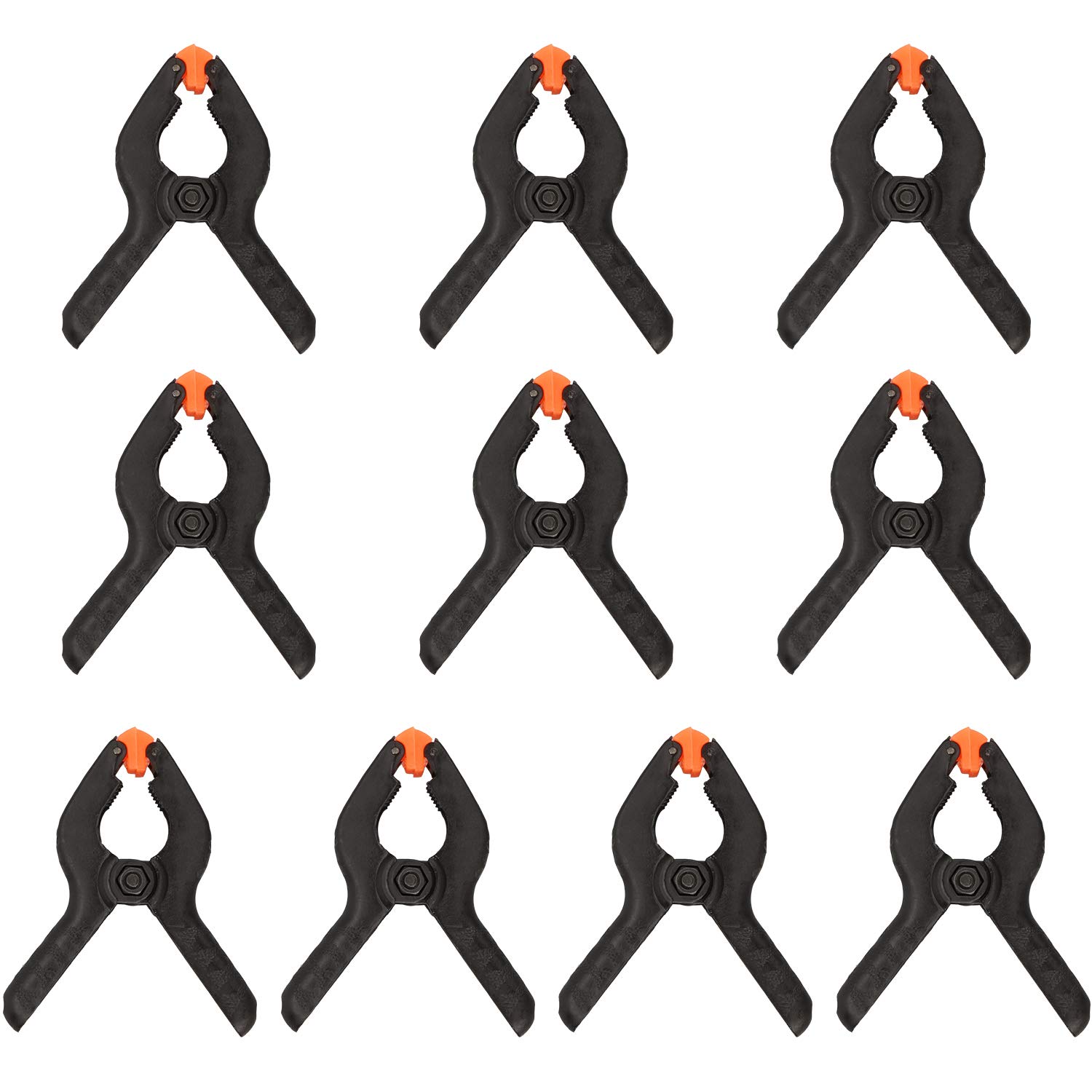 10Pcs Nylon Spring Clamps 2Inch Mini Clips, Plastic Spring Clamps Extra Strength for DIY Projects,Arts,Wood Working Crafts, Muslin Paper Photo Background (Black)